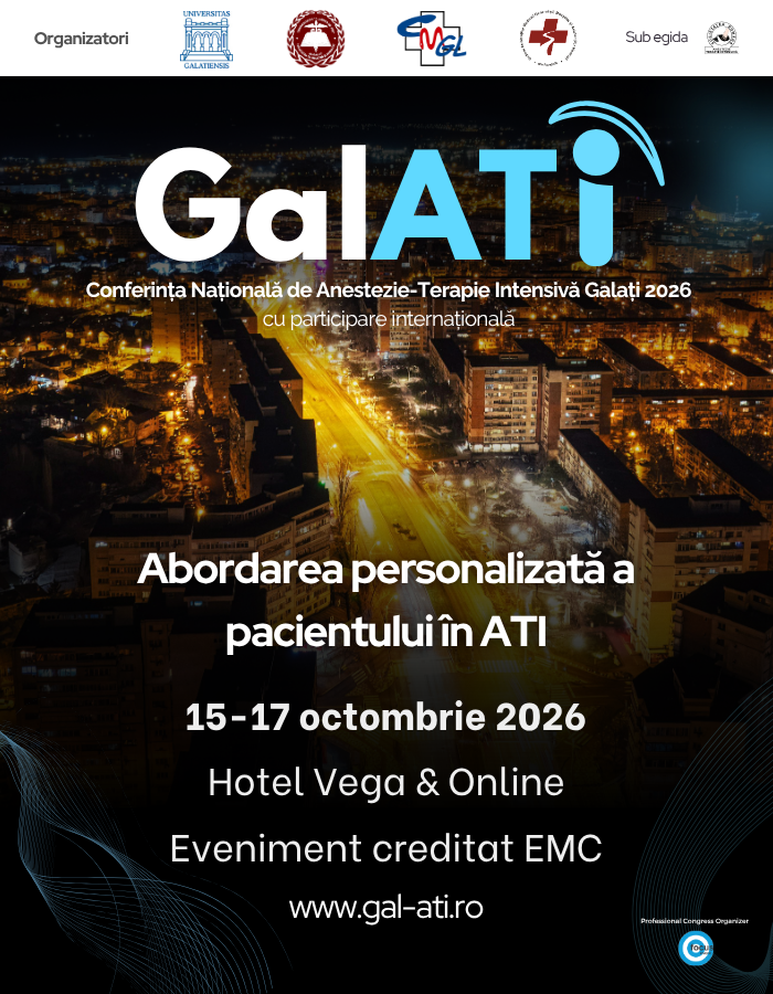 Conferința de Anestezie și Terapie Intensivă GalATI 2026, Galaţi & Online