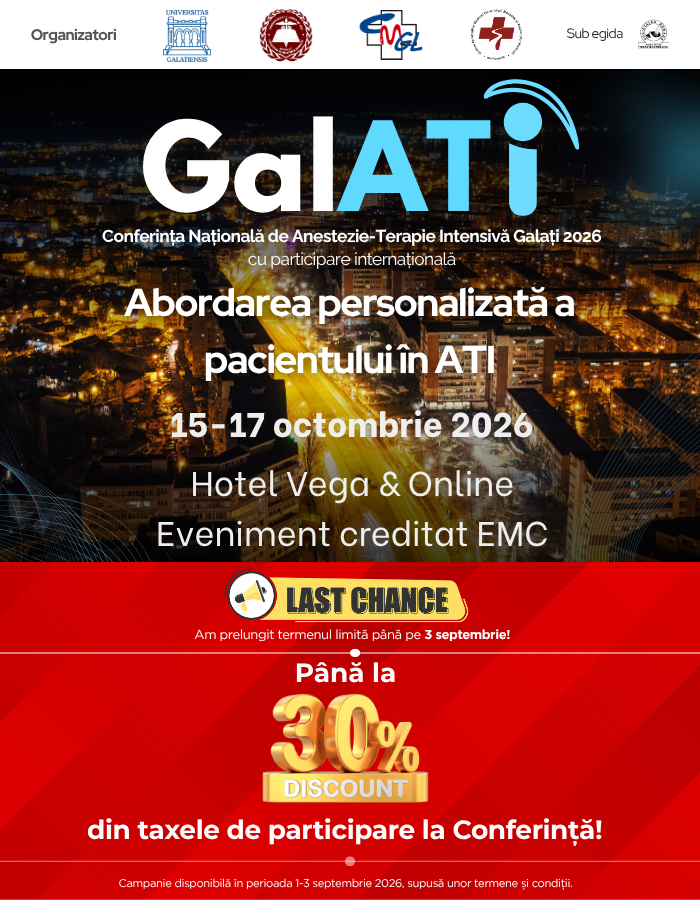 Conferința de Anestezie și Terapie Intensivă GalATI 2026, Galaţi & Online