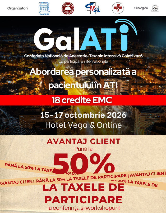 Conferința de Anestezie și Terapie Intensivă GalATI 2026, Galaţi & Online