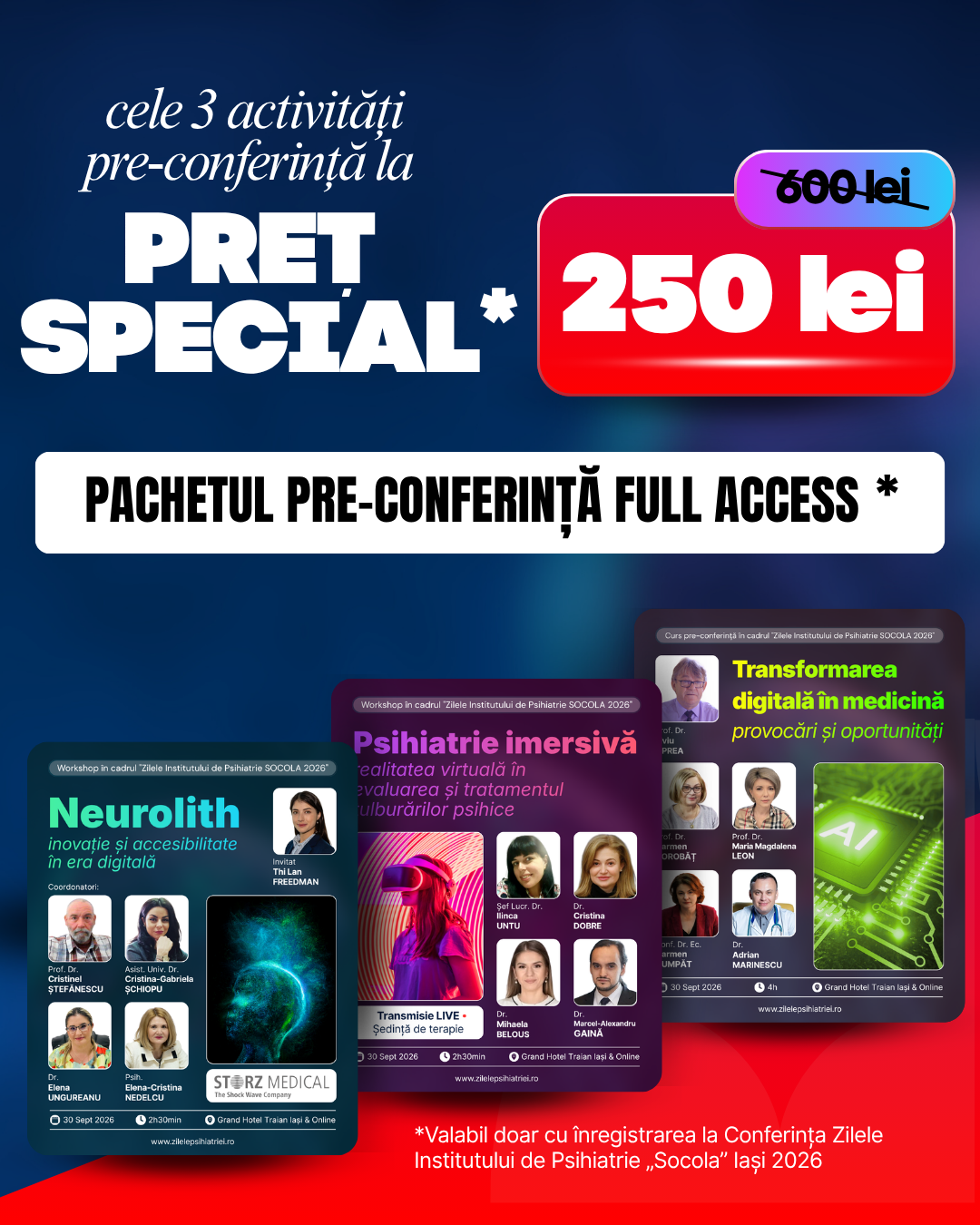 Pachet pre-conferință Full Access - Zilele Institutului de Psihiatrie Socola Iași